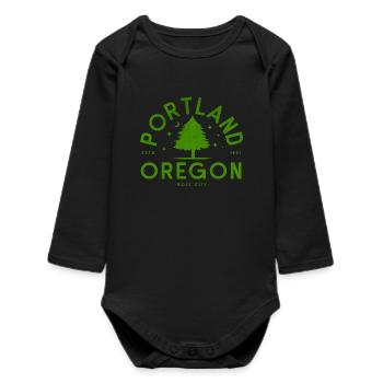 Logo de l’arbre vert de Portland - Body bébé manches longues biologique - noir - Devant