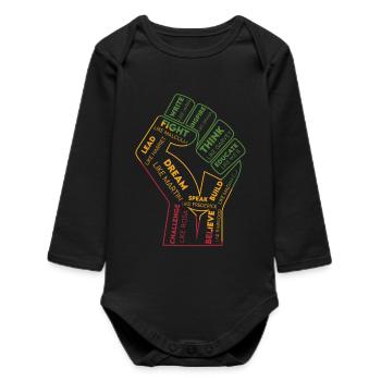 Word Fist: Power of Thoughts - Baby Organic Long-Sleeved Bodysuit - black - Front