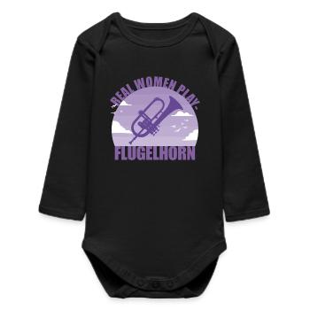 Flugelhorn Instrument Musicien Fille Cadeau - Body bébé manches longues biologique - noir - Devant