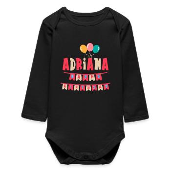 Adriana t-shirt happy birthday happy birthday - Baby Organic Long-Sleeved Bodysuit - black - Front