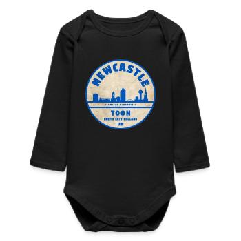 Newcastle Toon Skyline Badge - Baby Organic Long-Sleeved Bodysuit - black - Front