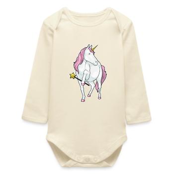 Baguette magique licorne - Body bébé manches longues biologique - écru doux - Devant