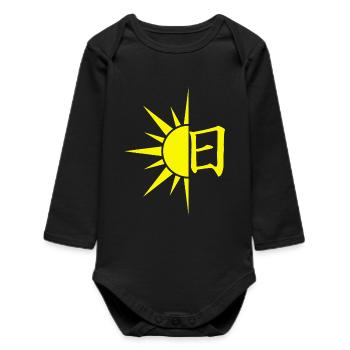 Le mot soleil en japonais (jaune) - Body bébé manches longues biologique - noir - Devant