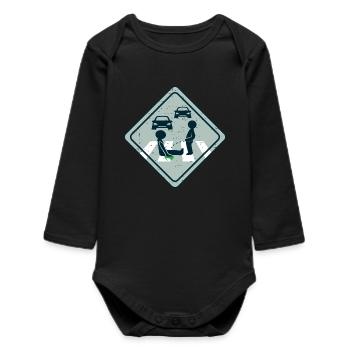 Klimaaktivist Straßen Kleben - Baby Organic Langarmbody - Schwarz - Vorne