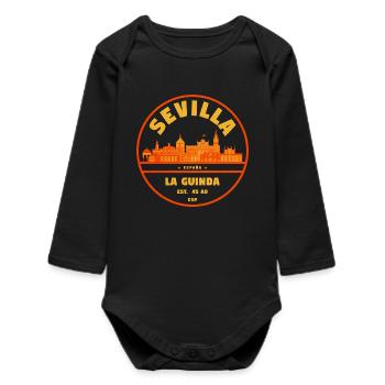 Sevilla Skyline Emblem - Baby Organic Langarmbody - Schwarz - Vorne