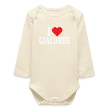 t-shirt I love Jacob t-shirt gift idea - Baby Organic Long-Sleeved Bodysuit - soft Ecru - Front