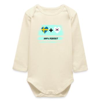 South Korea and Sweden 100% Perfect / Gift - Baby Organic Long-Sleeved Bodysuit - soft Ecru - Front