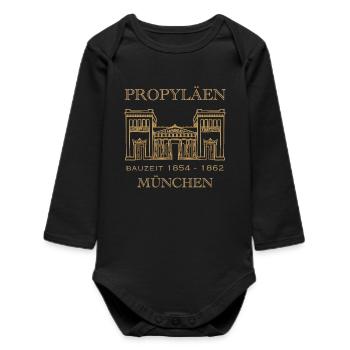 Propyläen, Munich, porte emblématique de la ville, Bavière - Body bébé manches longues biologique - noir - Devant