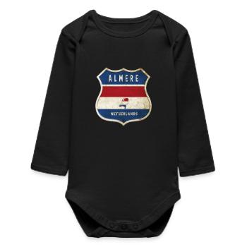 Design du blason d'Almere, Pays-Bas - Body bébé manches longues biologique - noir - Devant
