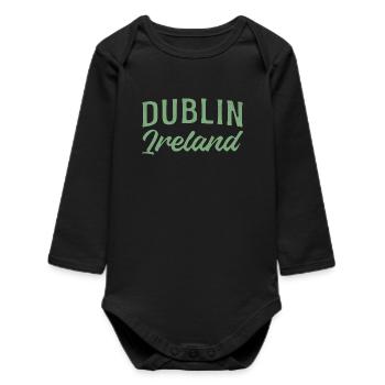 Dublin Irland Vintage Schrift - Baby Organic Langarmbody - Schwarz - Vorne