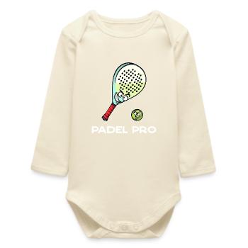 Padel Game Butterfly Ball Padel Statement Racket - Baby Organic Long-Sleeved Bodysuit - soft Ecru - Front