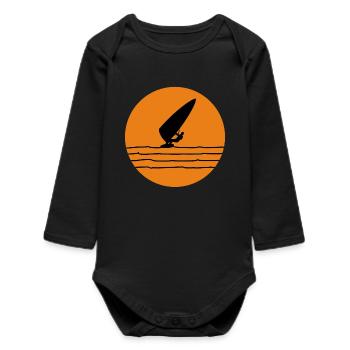 Windsurfen - Baby Organic Langarmbody - Schwarz - Vorne