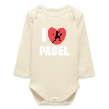 Heart Player Training I love padel statement - Baby Organic Long-Sleeved Bodysuit - soft Ecru - Front