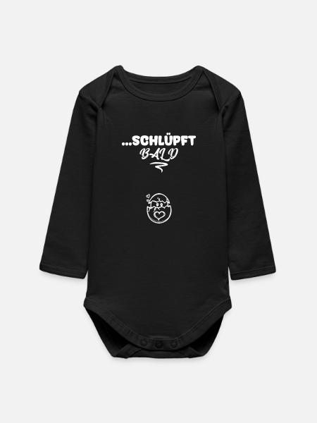 Born Statement Pregnant Mother Pregnancy - Baby Organic Long-Sleeved Bodysuit - black