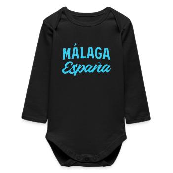 Málaga España Blue Script Design - Baby Organic Long-Sleeved Bodysuit - black - Front