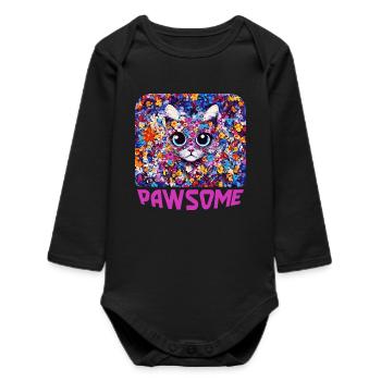 Pawsome - Chat en fleurs - Body bébé manches longues biologique - noir - Devant