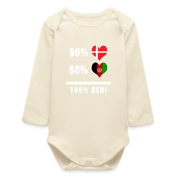 Afghanistan et Danemark 100% drapeau de génie - Body bébé manches longues biologique - écru doux - Devant