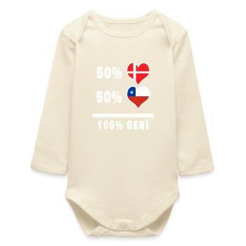 Chile und Dänemark 100% geniale Flagge - Baby Organic Langarmbody - Natur - Vorne