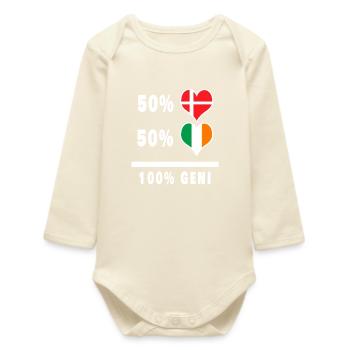 Irlande et Danemark 100% drapeau de génie - Body bébé manches longues biologique - écru doux - Devant