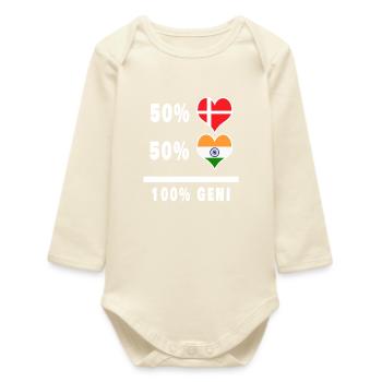 Inde et Danemark 100% drapeau de génie - Body bébé manches longues biologique - écru doux - Devant