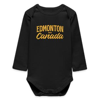 Edmonton, Alberta, Canada – Lettrage rétro - Body bébé manches longues biologique - noir - Devant