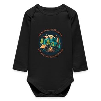 Adventure begins at the end of the path - Baby Organic Long-Sleeved Bodysuit - black - Front