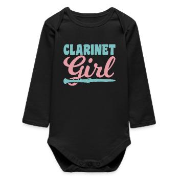 Clarinet player - Baby Organic Long-Sleeved Bodysuit - black - Front