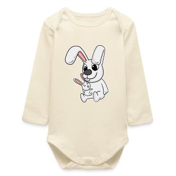 Famille de lapin - Lapin avec bébé - Body bébé manches longues biologique - écru doux - Devant