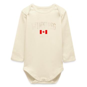 Winnipeg Canada Retro Varsity - Baby Organic Long-Sleeved Bodysuit - soft Ecru - Front