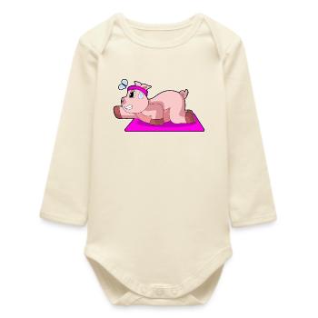 Gymnastique de fitness Yoga des cochons - Body bébé manches longues biologique - écru doux - Devant