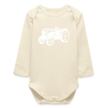 Landmaschinen Fahrzeug Bauernhof Traktor Landluft - Baby Organic Langarmbody - Natur - Vorne