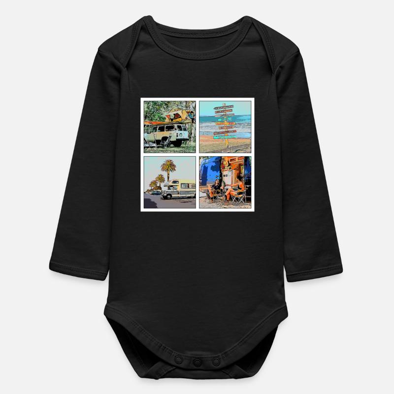 CAMPING - Baby Organic Long-Sleeved Bodysuit - black