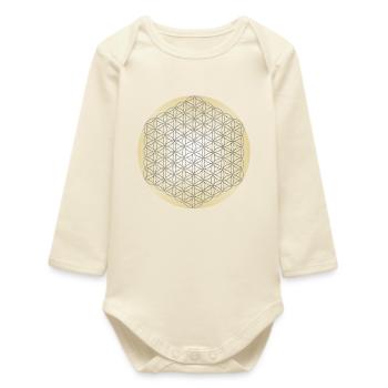 Fleur de Vie Argent - 5ème Dimension - Mandala - Body bébé manches longues biologique - écru doux - Devant