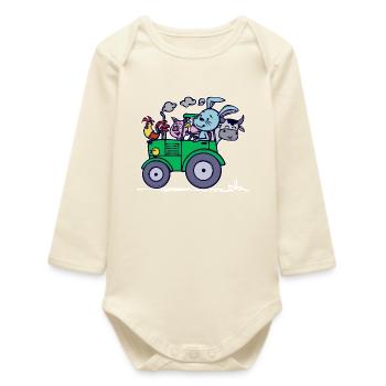 Landmaschinen Statement Ackerbau Bauernhof Traktor - Baby Organic Langarmbody - Natur - Vorne