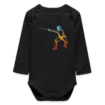 Fencing Drawing - Baby Organic Long-Sleeved Bodysuit - black - Front