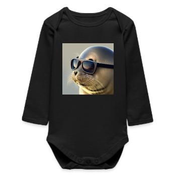 Seal with sunglasses - Baby Organic Long-Sleeved Bodysuit - black - Front