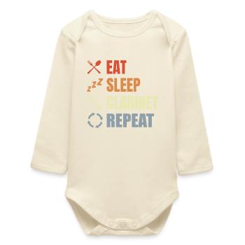 Manger Sommeil Clarinette Répéter - Body bébé manches longues biologique - écru doux - Devant