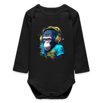 Kultiger Affe - Baby Organic Langarmbody - Schwarz - Vorne