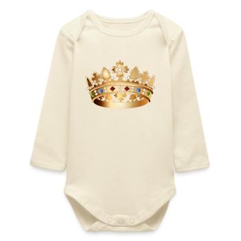 Faszinierende detailverliebte goldfarbene Krone - Baby Organic Langarmbody - Natur - Vorne