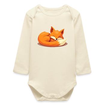 Fox Sleeps - Les animaux de la forêt adorent la chemise de sommeil enfant - Body bébé manches longues biologique - écru doux - Devant