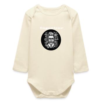 Engineer white - Baby Organic Long-Sleeved Bodysuit - soft Ecru - Front