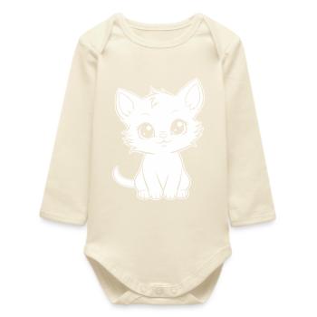 Petit chat Mignon Animal Enfants Comic Cats Chaton - Body bébé manches longues biologique - écru doux - Devant
