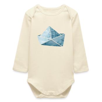 Paper Boat Anchor Sea Sea Ship Holiday Boat - Baby Organic Long-Sleeved Bodysuit - soft Ecru - Front