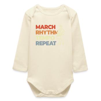 Drum Saying - Baby Organic Long-Sleeved Bodysuit - soft Ecru - Front