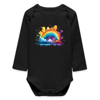 Your Rainbow - Baby Organic Long-Sleeved Bodysuit - black - Front