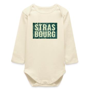 Plan de la ville de Strasbourg – Design urbain - Body bébé manches longues biologique - écru doux - Devant