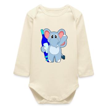 Thermomètre clinique pour éléphants - Body bébé manches longues biologique - écru doux - Devant