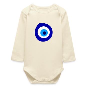 evil eye symbol - Baby Organic Long-Sleeved Bodysuit - soft Ecru - Front