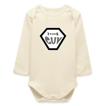 This Guy White Black Coach Success Gamer - Baby Organic Long-Sleeved Bodysuit - soft Ecru - Front