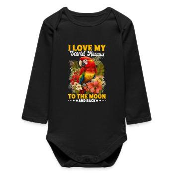 Ich liebe meine Scharlachroten Aras - Baby Organic Langarmbody - Schwarz - Vorne
